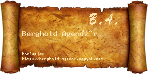 Berghold Agenór névjegykártya